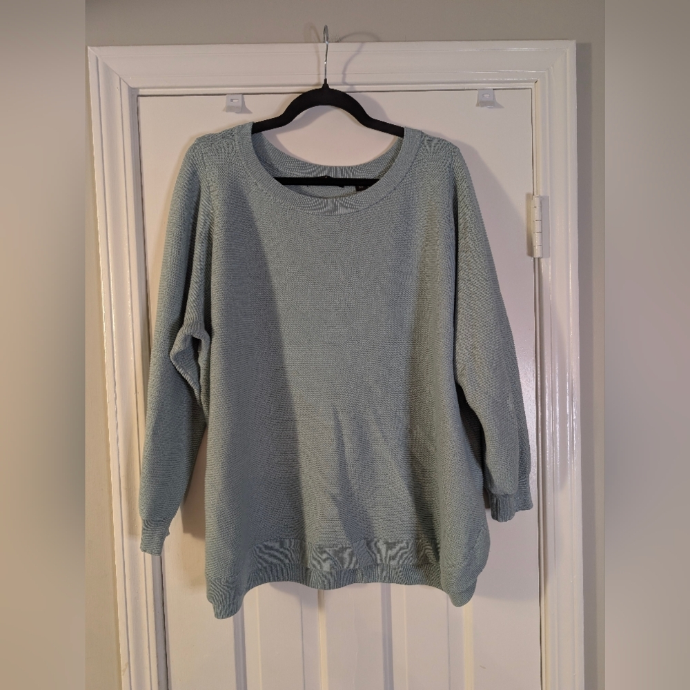 Cyrus 3X Blue Ribbed Knit Sweater | Plus Size Cozy Pullover